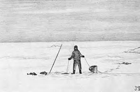 8-1936) in Rosendahl 1967:305). Fig. 4.8. Winter: Jigging for polar cod through the sea ice, Disko Bay (drawing by Jacob Danielsen (1888-1936) in Rosendahl 1967:243).