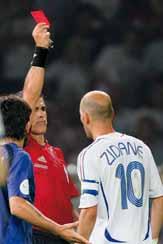 Zinedine Zidane receives a red card