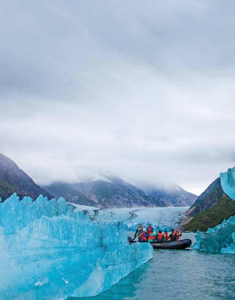 THE KEY TO ALASKA S GRANDEUR Discover a maze of fjords lined in ancient forests framed by snowcapped mountains. Hear the thunderous crack of glaciers. Linger in calm bays with humpback whales.