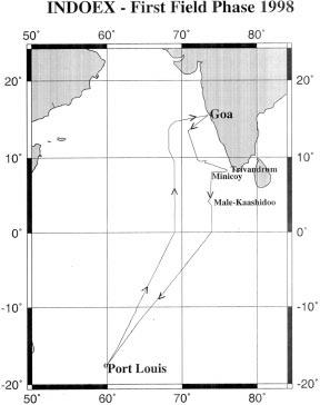 MARINE BOUNDARY-LAYER VARIABILITY OVER THE INDIAN OCEAN 413 Figure 1. The cruise track and station halts during the pre-indoex. The cruise was from February 19 to March 30, 1998.