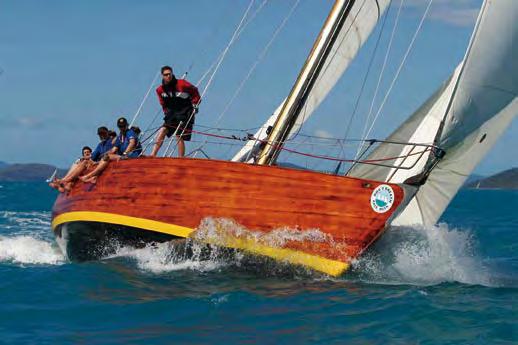 Classic Yacht Association of Australia Andrea Francolini superbly varnished mahogany topsides, for young Sydney yachtsman Denis O Neil, who skippered her to victory in her first Hobart Race in 1968.