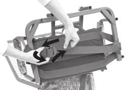 Tie the straps around the seat frame (E) so the seat cushion (H) is securely fastened to the seat frame(e).
