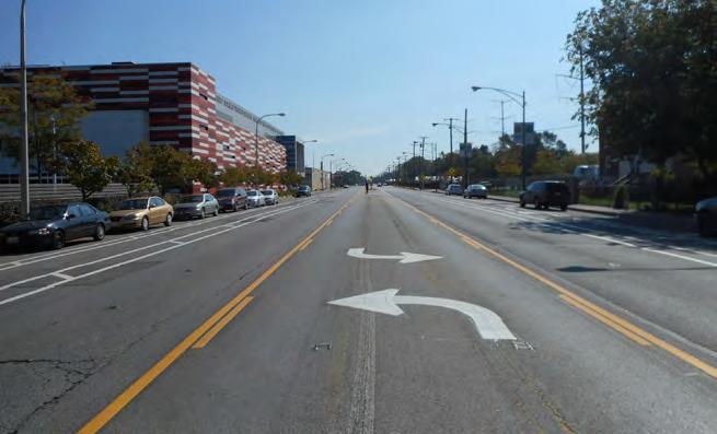 center left turn lane as part of a road diet, and connections to the Divvy network