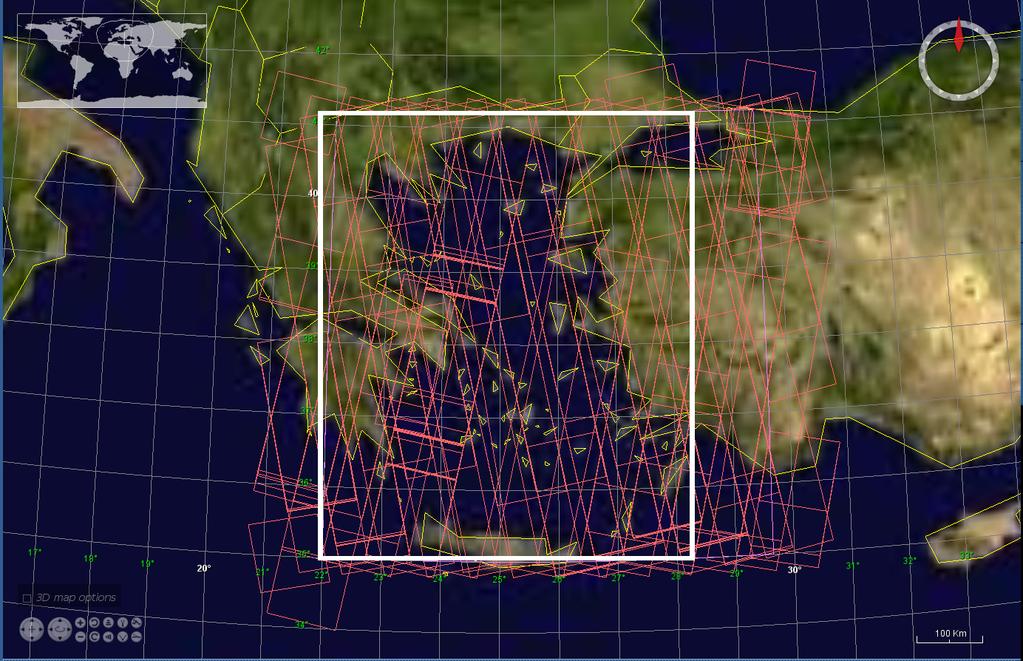 Proceedings of the Conference on Wind Energy Science and Technology Figure 1: Scene borders of all the available satellite data (thin red lines).