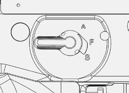 The safety lever should always be in the S (SAFE) position except when the shooter is actually firing the rifle.