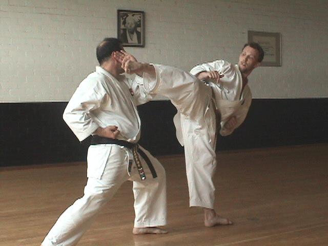 Applying Reverse Round Kick in Ippon Kumite The following drills use front, back, or