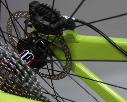 There are two cable stop groups on the bottom of the top tube to which housing and brake line can be attached, each with two positions to secure housing.