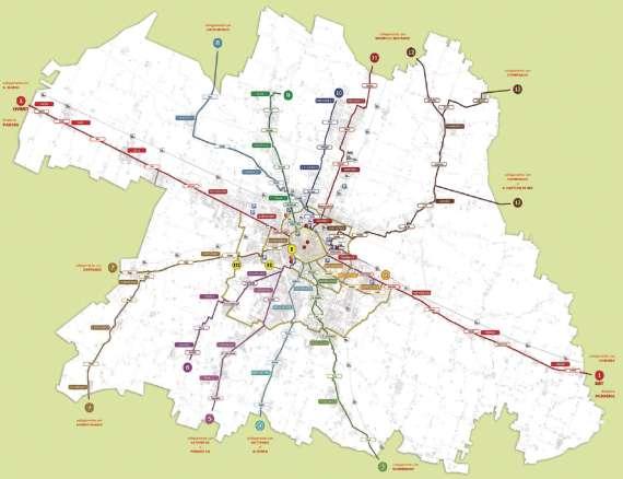 THE CYCLING NETWORK PLAN Cycling must cover a relevant role in modal split 12 main cycling paths going to city center and 3 rings high performances and direct routes A widespread secondary network