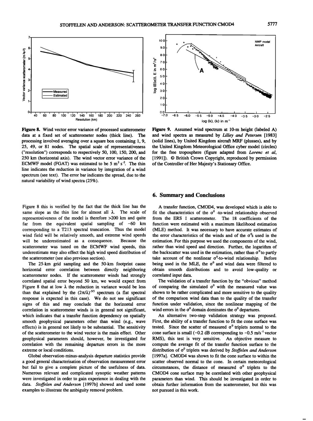 STOFFELEN AND ANDERSON: SCATYEROMETER TRANSFER FUNCTION CMOD4 5777 10.0 9.0 NWP model Aircraft 8.0,"' 6.
