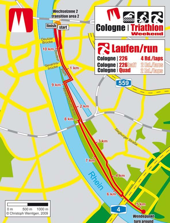 Laufen The participants of the Sunday s Race will not return to lake Fruehlinger See after the bike! The second transition area will be in the city center of cologne.