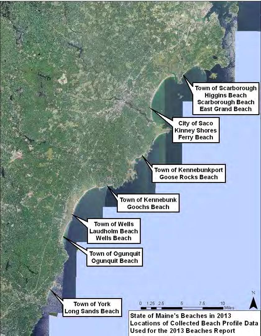 Figure 1. Locations of collected beach profile data that was used for the 2013 Beaches Report.