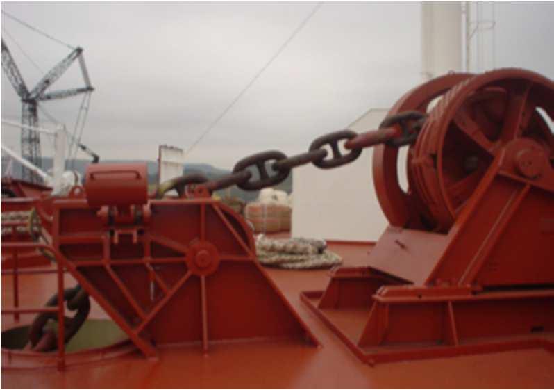 5. Chain stoppers Strong chain stoppers are installed between windlass and hawse