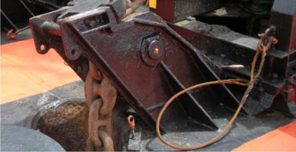 Winch brakes have to be applied Chain stoppers to be engaged Further secured with lashings with turnbuckles or other