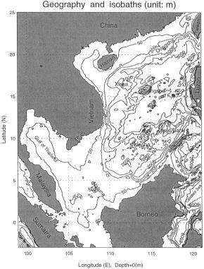 to-southwest oriented isotherms in the northern SCS and a dipole structure in the southern SCS.