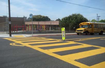 Striping and Markings DESCRIPTION: Streets can be restriped and marked in various ways to alter driver behavior.