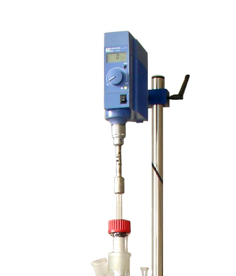Reaction system with agitator motor and double wall vessel 6-20 litres 92 The flexible swivel joint allowed a stressless impulsion of the stirrer also at high revs.