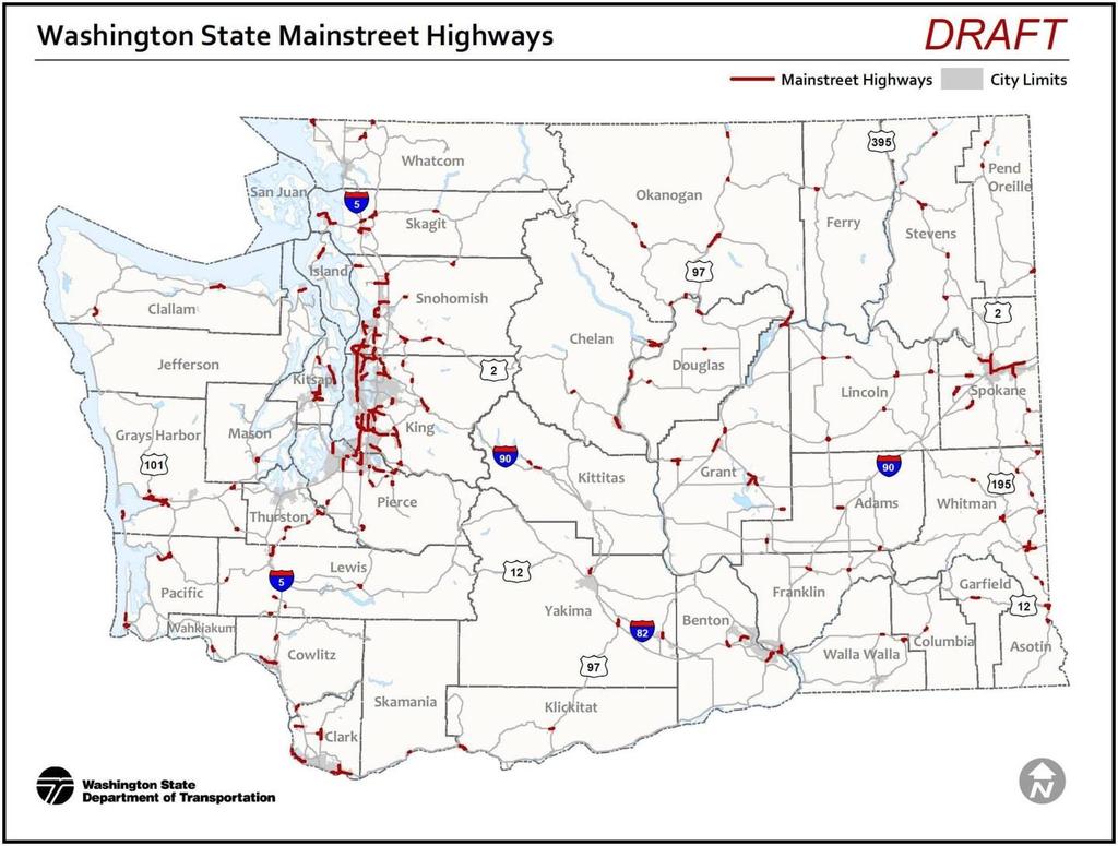 Research identified approximately 500 miles of Main Street highways bisecting 180+