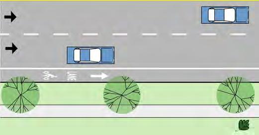 Trees should be placed a minimum 5 back from the face of curb on Arterials and a minimum of 2