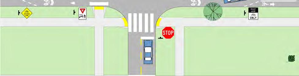 Near-term Opportunities Accommodation of Turn Lanes and Crossing islands Description Where a designated left-turn lane is warranted and/or a pedestrian crossing island is appropriate, the bicycle