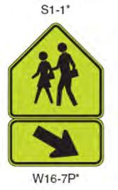 standard pedestrian with schoolchildren symbols and may be used at unsignalized school crossings.