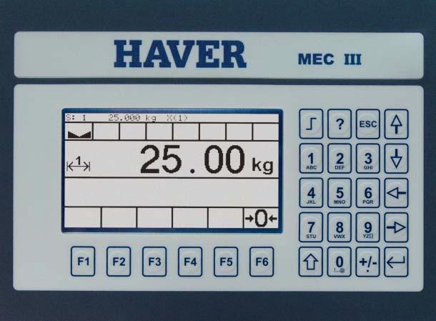 HAVER Weigher Electronics MEC III MEC III control terminal The MEC III results from the continuous development of the 6th generation of HAVER electronic weighers.