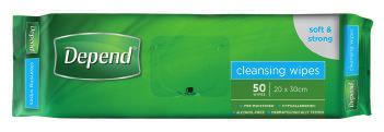 Wipes and other protection DEPEND CLEANSING WIPES DEPEND UNDERPADS 19100 1657 DESCRIPTION SIZE TOTAL CAPACITY S/ PACK PACKS/CASE 19100 DEPEND Cleansing Wipes 20 x 30cm - 50 14 1657 DEPEND Underpads