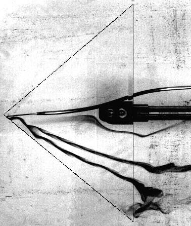 (SYA) 2-6 Secondary Vortices for the 5 wing In Figure 6, the starboard-side primary and secondary LEV dye streaks are shown. In going from 5 to 7.