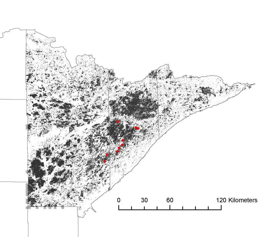 354 Figure 2. Refinement of critical habitat based on predicted suitable Canada lynx denning habitat in northeastern Minnesota.