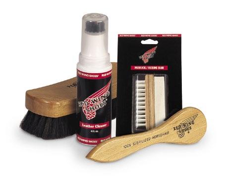 D Footwear Material Waterproof Leather Suede / Roughout Other Leathers Cleaning Recommendations Warm water and a stiff bristle brush. Suede cleaner bar should be used to remove dirt and retain nap.