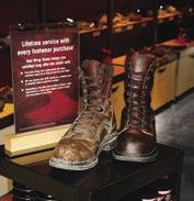 Use the accessory display to show boots before and after reconditioning.