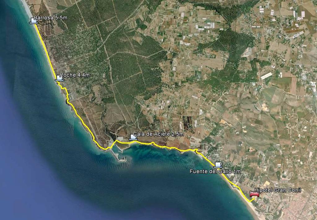 WALK 1 Coast walk from Conil to the North. Variable length: 2, 5, 9 or 11 miles Walk 1 is an out and back walk, returning along the outbound path.