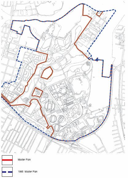 Figure 18 - Area Covered by Master Plan (Source: SOPA, 2002a) In 1993 Sydney successfully won the bid to host the 2000 Olympic Games, therefore the planning for SOP was centred on creating a sports