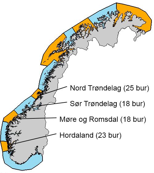 Salmon lice surveillance Smolt cages test fjords Traps and gil nets Ø.