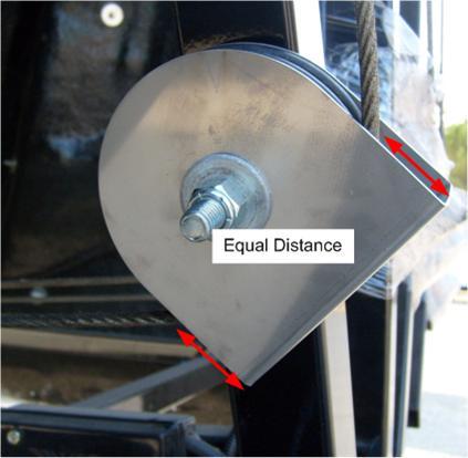 With the davit pulley shield held in the proper place, tighten the nylock nut and bolt using two SAE 3/4 wrenches or sockets. 12.