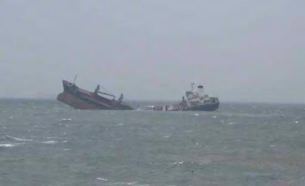 At midday on 20 September 2007 the typhoon Wipha with strong gale forces of 9 Bft separated both vehicles. The CHANG TONG was torn apart upon separation (cf. figure 10).