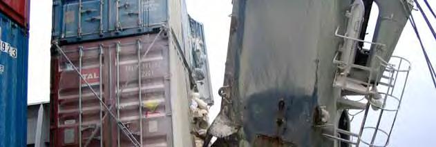Figure 20: Damaged containers on the HANJIN GOTHENBURG on 20 September 2007 According to the vessel s owner, the jib of the crane which clung outboard came loose on the passage to Busan.