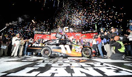 RACE RECAPS NXS NSCS TRACK INFO MEDIA INFO GENERAL INFO Denny Hamlin takes the checkered flag at his hometown track. race. Joe Nemechek came out on top, ahead of Bobby Labonte and Dale Earnhardt Jr.