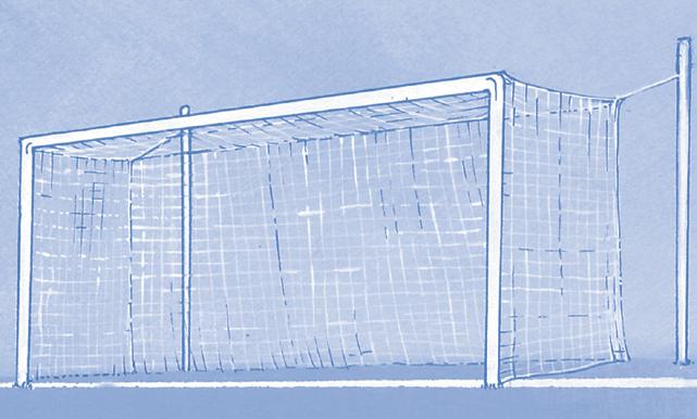 LAW 1 THE FIELD OF PLAY 9 Goals A goal must be placed on the centre of each goal line. joined at the top by a horizontal crossbar.