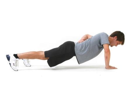 Movement: Bend the elbow slightly, lowering the body toward the