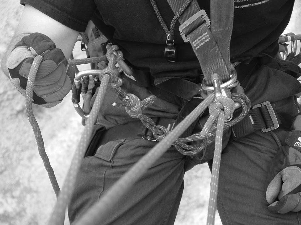 Ascending and self rescues are possible with the AZTEK by manipulating the shock absorber, or by hitching the 9mm rope onto a larger diameter host rope.