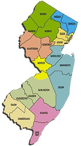 2 CHAPTER 1. BERGEN COUNTY Figure 1.1: Map of NJ Counties the strength of the job sector. Bergen County, in fact, has 14.