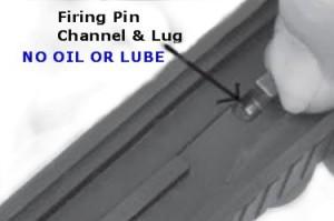 Personally, I do not put lube in the Firing Pin Channel, around the extractor, on the breech face, nor on the feedramp.
