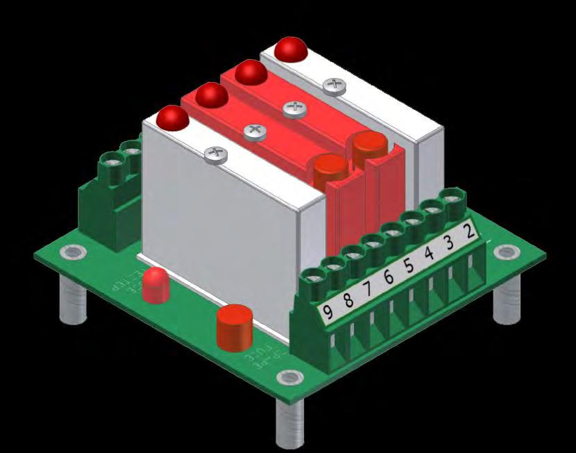 2.4.2 Optically Isolated Relay The optically isolated relay is the physical attachment point for discrete IO. Relays from left to right: 1. Standby Input 2. Alarm Output 3. Pulse Output 4.