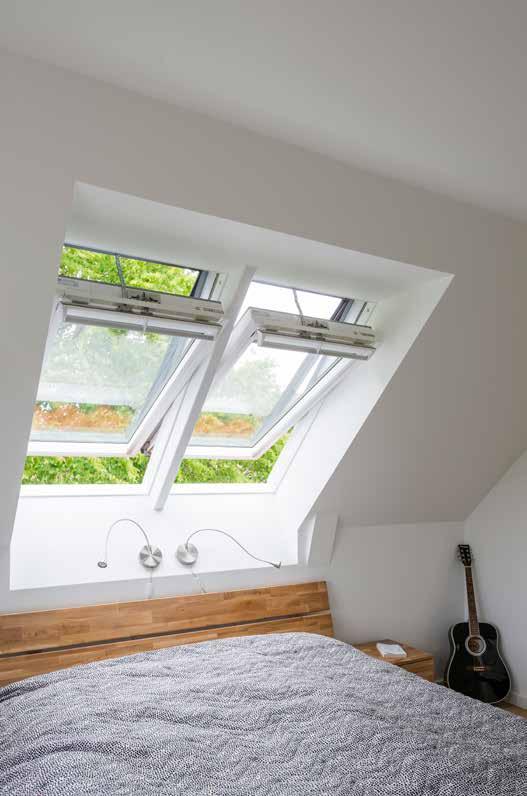 The master bedroom and the oldest daughter's bedroom are both equipped with roof windows: Our daughter loves spending time in her room.