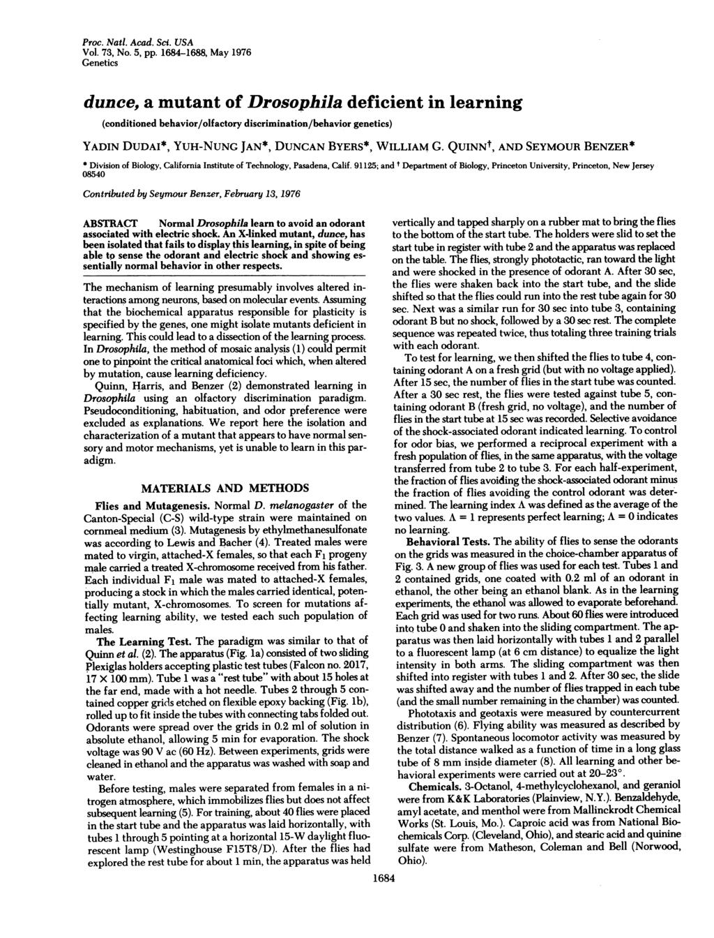Proc. Ntl. Acd. Sci. USA Vol. 73, No. 5, pp.