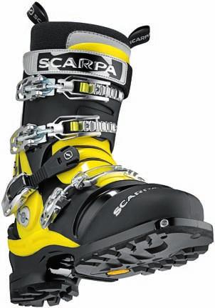 TLT-compatible The SCARPA NTN boots are the oly telemark boots i the world that work with a fixed-heel tourig bidig.