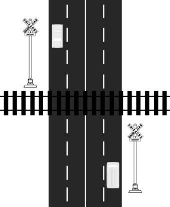 4-leg (unsignalised) with protected turn lane 4-leg intersection or crossroads with a protected turn lane (crossing opposing traffic) but no signals.