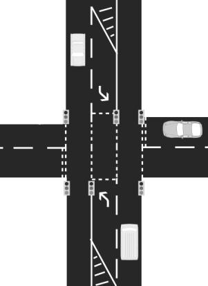 3-leg (unsignalised) with no protected turn lane 3-leg intersection or T-junction with no protected turn lane (crossing