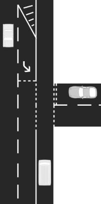 3-leg (unsignalised) with protected turn lane 3-leg intersection or T-junction with a protected turn lane (crossing opposing traffic) but no signals.