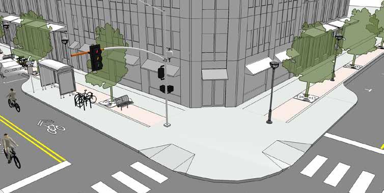 [CORNER BUMPOUTS] Related Design Elements Curb Ramps: Bumpouts intended as pedestrian crossings must include curb ramps and marked crosswalks.